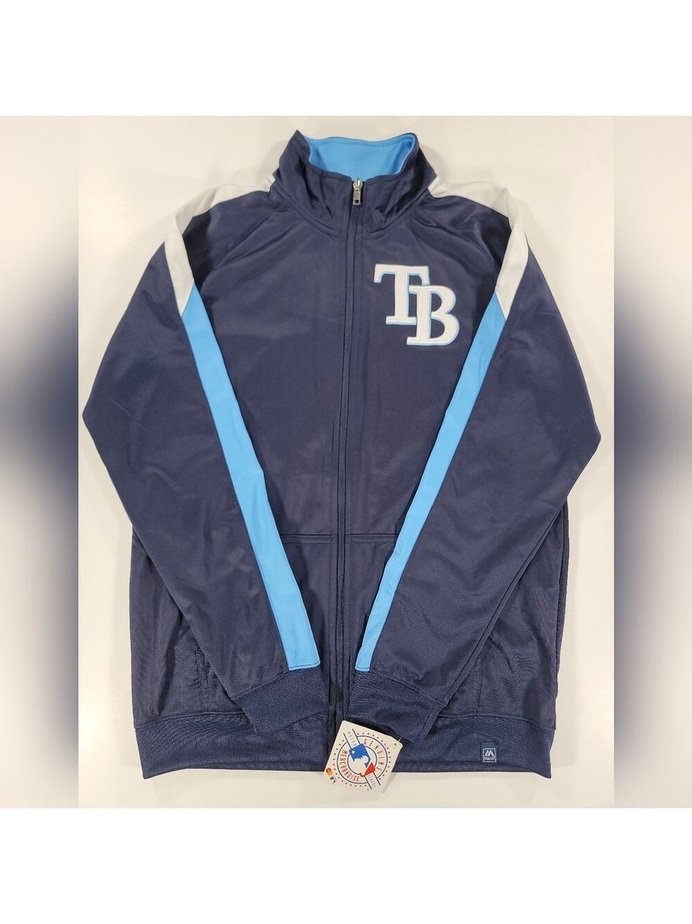 NEW Tampa Bay Rays Boys Large 14-16 Blue Majestic Full Zip Mid Weight Jacket NWT